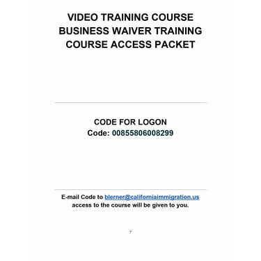 Business Waiver Training Course Access Packet - Rocket Immigration Petitions